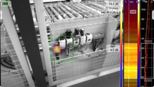 Lecksuche mit Ultraschall LEAKAGE Mode with Acoustic Image for Sound Emission Detection