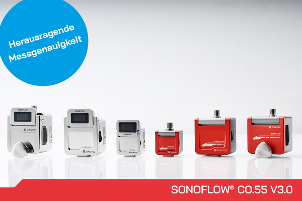 Portfolio berührungsloser Ultraschall Clamp-On Durchflusssensor SONOFLOW CO.55 V3.0