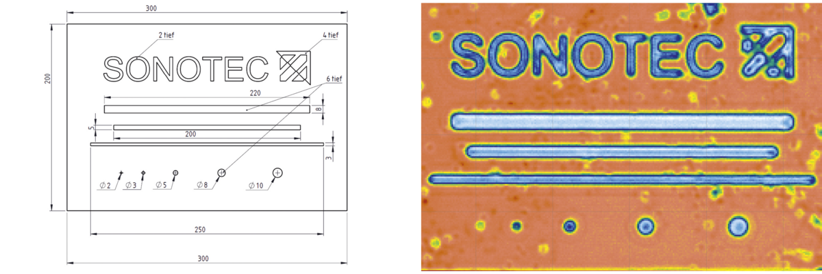 C-Scan einer Verklebung von 2 Kunststoffplatten
